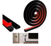 Mini canalina per cavi, colore nero, autoadesiva, per pavimenti e pareti, piastrelle (nero, 1 m)