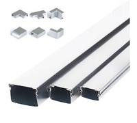 Mini canaline portacavi, in lega di alluminio, for la gestione dei cavi a pavimento e a parete, confezione da 7 pezzi diverse dimensioni (50x50 mm)(25x15mm)