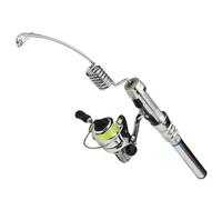 Mini canna da pesca Mini canna da pesca elastica interamente in metallo portatile leggera e mulinello Tasca antiscivolo resistente alla ruggine per il ghiaccio del lago del fiume