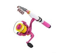 Mini canna da pesca telescopica portatile con manico ergonomico in EVA e mulinello staccabile, progettata per viaggiare leggeri e convenienza (rosa)