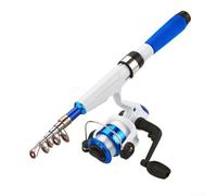 Mini canna da pesca telescopica portatile da viaggio con impugnatura in EVA e mulinello dal design leggero per una comoda pesca (blu)