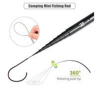 Mini canna da pesca ultraleggera portatile senza sforzo a soli 28 cm ideale per gli appassionati di viaggio (28340-K240)