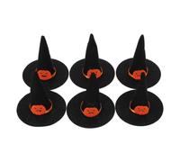 Mini Cappelli da Strega in Feltro Nero 6 Pezzi, Atmosfera di Halloween | Decorazione Leggera per Zucche e Mini Assi da Stiro, Effetto Stravagante, per Tavolo e Scuole