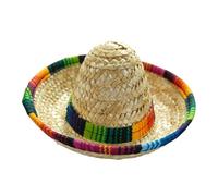 Mini cappelli Sombrero, costume messicano intrecciato per feste, decorazioni festive a tesa larga, vestibilità sicura e confortevole, divertenti indossabili di compleanno per feste all'aperto, 16 x 16