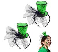 Mini cappello a cilindro con velo, verde, fascinator, costume da circo, per donne e ragazze, festival, Halloween, Natale, carnevale, feste a tema, balli di fine anno (B)