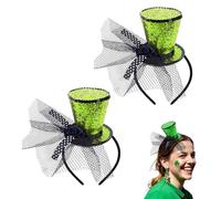Mini cappello a cilindro con velo, verde, fascinator da circo, per donne e ragazze, festival, Halloween, Natale, carnevale, feste a tema, balli di fine anno (C)