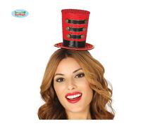 Mini cappello a cilindro rosso da majorette per feste a tema o feste