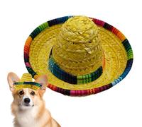 Mini Cappello Sombrero: Design In Paglia Intrecciata, Fascia Per Capelli A Tesa Larga, Cinturino Regolabile, Leggero E Confortevole | Ideale Per Bambini Bambini Animali Domestici Cani Gatti Conigli Fe