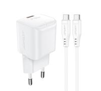 Mini caricabatterie da parete PD 30W GaN + cavo USB-C bianco