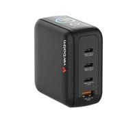 Mini caricabatterie GaN Verbatim con display x3 USB C + x1 USB A 100W + cavo i