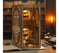 Mini casa delle bambole in legno Kit angolo libro fai da te Modello di assemblaggio Puzzle 3D Fermalibri Giocattoli Scaffale Inserto Decor con luce a LED Regali di Natale