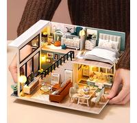 Mini casa delle bambole in legno Produzione di appartamenti duplex fatti a mano fai-da-te Puzzle 3D Assemblaggio Edificio Modello di appartamento duplex Giocattoli Regali