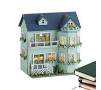 Mini casa fai da te - kit di mobili per bambole, struttura aperta in legno, luci LED integrate | Attività manuale creativa, regalo divertente per familiari e amici