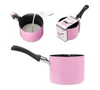 Mini Casseruola con Manico, 550ml Ø10cm Mini Pentolini da Latte Pentola per Zuppa, Burro Scaldatore con 2 Beccucci per Cioccolato, Latte(Rosa)