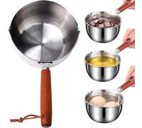 Mini casseruola in acciaio inossidabile da 500 ml pentola scalda burro con beccuccio per versare con manico in legno
