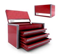 Mini cassetta degli attrezzi in metallo con 3 cassetti e ripiano superiore, portatile, micro con scomparti, multifunzione, per riporre attrezzi e organizzatori, fai da te per la casa (rosso)