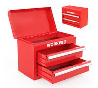 Mini cassetta degli attrezzi in metallo WORKPRO con 2 cassetti e vano portaoggetti superiore, piccola cassetta degli attrezzi con rivestimenti in
