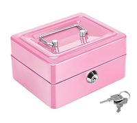 Mini Cassetta di Sicurezza Portatile, Cassetta di Sicurezza con Serratura in Acciaio, Piccola Cassa con Serratura a Chiave, con 2 Chiavi, per Soldi Sciolti, Monete (Rosa)
