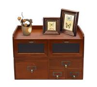 Mini cassettiera con 6 cassetti, organizer da scrivania vintage in legno