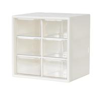 Mini Cassettiera Portaoggetti con 6 Cassetti, Porta Minuteria Plastica, Organizer Cassettini Da Scrivania per Cosmetici, Gioielli, Fermagli per Capelli, Piccole Parti, 12 * 12 * 10 CM (Bianco)