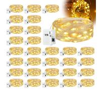 Mini catena di luci con batteria, 30 pezzi, 2 m, 20 LED, con funzionamento a batteria, 3 modalità, catena di luci in rame, impermeabile, per feste, vacanze, bottiglie, decorazioni fai da te