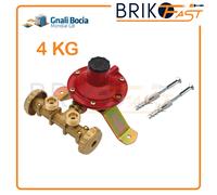 Centralina Mini Per 2 Bombole Gas Gpl Regolatore BP KG/H 4 + Staffa + Tasselli