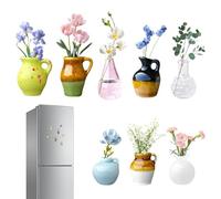Mini Ceramic Fridge Magnets - 8pcs Vase Refrigerator Decor, Mini Magnet with Ceramic Vase, Kitchen Decor with Set, Locker Board Magnet, Fridge Magnets for Dormitory Classroom Office Car