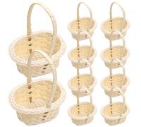 Mini cestino, 10 pezzi di forma ovale 3x4x5 pollici mini cestino intrecciato in plastica bianca con manico, per composizioni floreali piccole