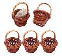Mini cestino di simulazione in rattan fai-da-te con manico, mini cestini decorativi in 5 pezzi per casa delle bambole, picnic, caramelle, uova di Pasqua, utensili da cucina, accessori per
