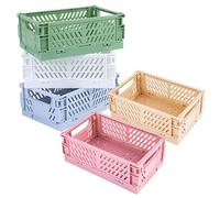 Mini Cestino Pieghevole in Plastica, 5 Pezzi Plastica Pieghevole Cestini, Mini Cassa di Immagazzinaggio Pieghevole in Plastica, per Scaffali, Cucina agno, Ufficio