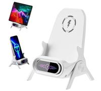Mini Chair Wireless Charger 15W Fast Charging Station, 3-in-1 Multifunctional Phone Stand Holder with Speaker Amplifier, Portable Desktop Decoration for Most Cell Phones (1Pcs)