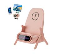 Mini Chair Wireless Charger 15W Fast Charging Station with Speaker Function,3-in-1 Cute Phone Stand Holder for Desk, Portable Desktop Decoration Compatible (B)