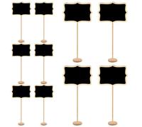 Mini Chalkboard Sign 10pcs Etichette di cibo in legno creativo per feste a buffet decorativo DECOURI per la lavagna multiuso con stand per buffet, stallo, negozio al dettaglio, festa, arredamento nat