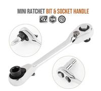 Mini Chiave a Cricchetto 2-in-1 Attacco Bussole Inserti 1/4" a 72 Denti officina