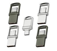 Mini chiavetta USB da 16 GB, confezione da 5, chiavetta USB C e USB A, chiavetta USB con custodia girevole, unità USB di archiviazione esterna per iPhone 17/16/15, Android, computer, iPad e altro