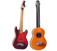 Mini chitarra casa delle bambole chitarra in miniatura mini accessori per strumenti musicali elettrici in plastica, 2 pezzi