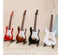 Mini chitarra elettrica strumento musicale classico pop ufficio soggiorno decorazione accessori modello chitarra in miniatura(Red)