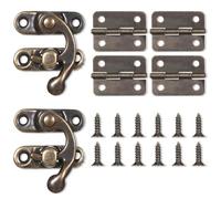 Mini chiusura a braccio oscillante, stile vintage, piccole cerniere e gancio destro retrò, gancio a scatto con kit di viti per decorazione armadio scatola regalo gioielli in legno (2 chiusure a scatto