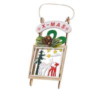Mini Christmas Sleigh Ornament - Tree Sled Decor, Rustic Figurine Pendant Crafts | Holiday Wooden Decorations for Home Kitchen Garden Patio Wall Window Party Display | Christmas Tree Sleigh