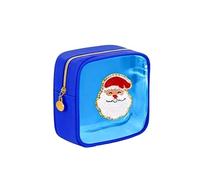 Mini Christmas Zipper Pouches, Christmas clear pouches, Cosmetic Bags for Toiletries Organizer, Cute Bags for Women, Friends, Stocking Stuffers (Blue)