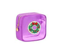 Mini Christmas Zipper Pouches, Christmas clear pouches, Cosmetic Bags for Toiletries Organizer, Cute Bags for Women, Friends, Stocking Stuffers (Purple)