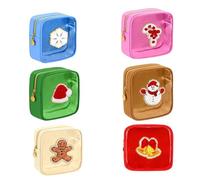 Mini Christmas Zipper Pouches, Christmas clear pouches, Cosmetic Bags for Toiletries Organizer, Cute Bags for Women, Friends, Stocking Stuffers (A 6PCS)