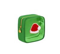 Mini Christmas Zipper Pouches, Christmas clear pouches, Cosmetic Bags for Toiletries Organizer, Cute Bags for Women, Friends, Stocking Stuffers (Green)