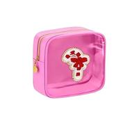 Mini Christmas Zipper Pouches, Christmas clear pouches, Cosmetic Bags for Toiletries Organizer, Cute Bags for Women, Friends, Stocking Stuffers (Pink)