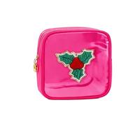 Mini Christmas Zipper Pouches, Christmas clear pouches, Cosmetic Bags for Toiletries Organizer, Cute Bags for Women, Friends, Stocking Stuffers (Pink 2)