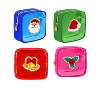 Mini Christmas Zipper Pouches, Christmas clear pouches, Cosmetic Bags for Toiletries Organizer, Cute Bags for Women, Friends, Stocking Stuffers (B 4PCS)