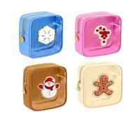 Mini Christmas Zipper Pouches, Christmas clear pouches, Cosmetic Bags for Toiletries Organizer, Cute Bags for Women, Friends, Stocking Stuffers (A 4PCS)