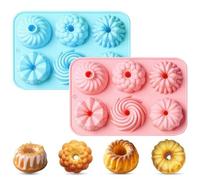 Mini Ciambelle in Silicone, 2 Pezzi Stampo per Dolci a Spiral, Teglie da Forno con Rivestimento Antiaderente, Tortiera Piccola per Biscotti, Bagel, Muffin, 12 Mini Cavità, Diametro 6 cm