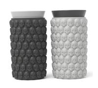 Mini cilindro per ghiaccio | Coppa per fabbricatore di ghiaccio 2 pezzi, silicone teschio 3D, per whisky, nero, 3, 5 pollici