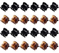 Mini Clip per Capelli,Piccoli Mollettoni Capelli 24 Pack Mollette en Plastica Mollettoni Orchidea Pinze per Artigli per Ragazze e Donne (Nero e Marrone)